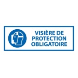 Panneau obligation EPI - Visière protection obligatoire - ISO 7010 450 x 150 mm PVC 2 mm