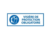 Panneau obligation EPI - Visière protection obligatoire - ISO 7010 450 x 150 mm PVC 2 mm
