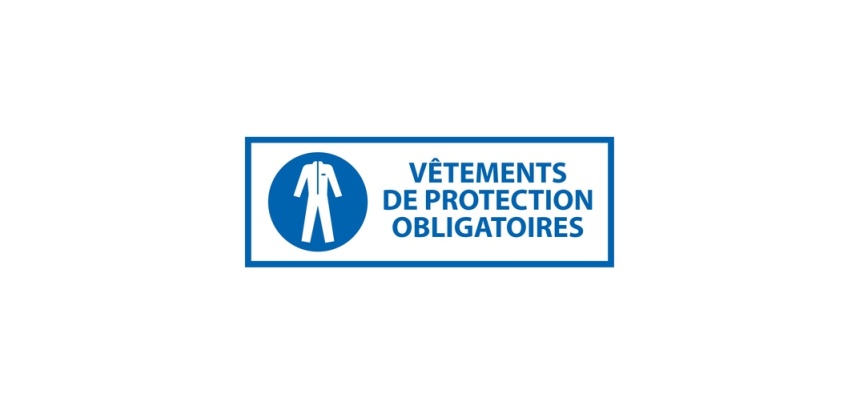 Panneau obligation - Vêtements de protection obligatoires 297 x 105 mm Vinyle Souple Autocollant