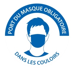 Panneau - Port du masque obligatoire dans les couloirs Ø 100 mm Vinyle