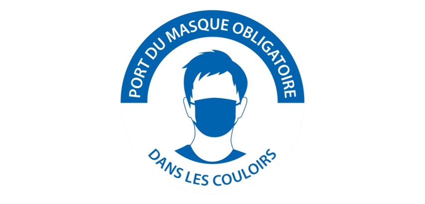 Panneau - Port du masque obligatoire dans les couloirs