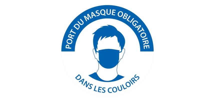 Panneau - Port du masque obligatoire dans les couloirs Ø 100 mm Vinyle