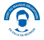 Panneau "Port du masque obligatoire en salle de réunion" Ø 100 mm Vinyle