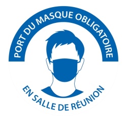 Panneau "Port du masque obligatoire en salle de réunion" Ø 100 mm Vinyle
