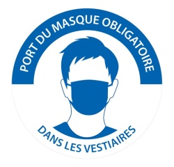 Panneau "Port du masque obligatoire dans les vestiaires" Ø 100 mm Vinyle