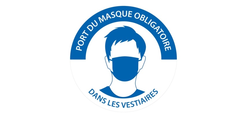 Panneau "Port du masque obligatoire dans les vestiaires"