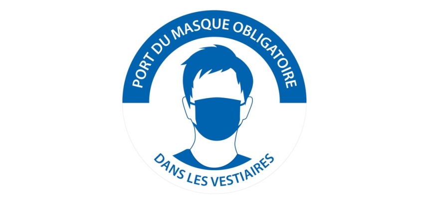 Panneau "Port du masque obligatoire dans les vestiaires" Ø 100 mm Vinyle