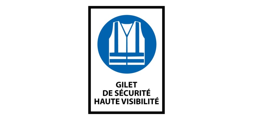 Panneau EPI - Gilet sécurité obligatoire - M015 - ISO 7001 Vinyle Souple Autocollant A5