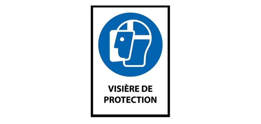 Panneau EPI - Visière de protection obligatoire - M013 - ISO 7001 Vinyle Souple Autocollant A5