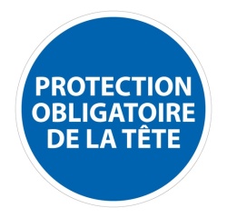 Panneau Obligatoire - EPI- Obligation port casque de sécurité Vinyle Souple Autocollant 100 mm