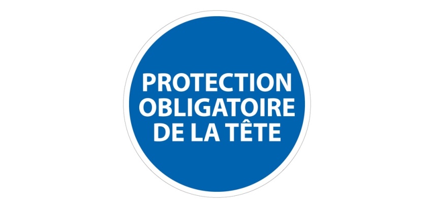 Panneau Obligatoire - EPI- Obligation port casque de sécurité Vinyle Souple Autocollant 100 mm
