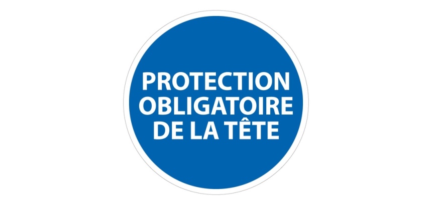 Panneau Obligatoire - EPI- Obligation port casque de sécurité Vinyle Souple Autocollant 100 mm