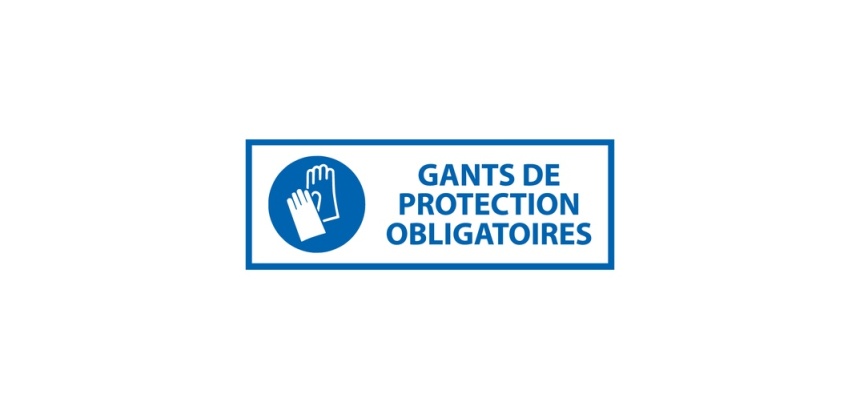 Panneau EPI - Gants protection obligatoires - M009 - ISO 7010 297 x 105 mm Vinyle Souple Autocollant
