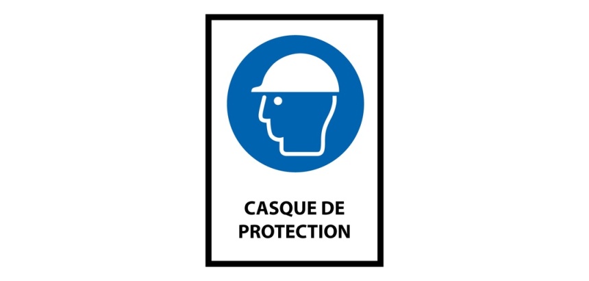 Panneau EPI M014 Casque de protection obligatoire - ISO 7010