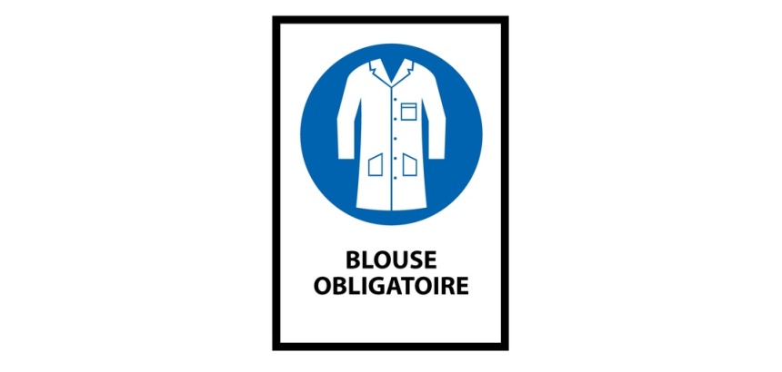 Panneau EPI Port de la blouse obligatoire M059 ISO 7010