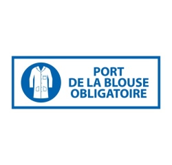 Panneau d'Obligation - Port de la Blouse Obligatoire - ISO 7010 297 x 105 mm Vinyle Souple Autocollant