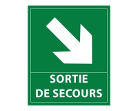 Panneau - sortie de secours- flèche bas à droite - 300 x 250 mm  (PVC)