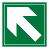 Panneau évacuation - Flèche diagonale en haut à gauche - F001 250 x 250 mm