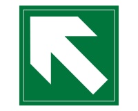 Signalétique Evacuation flèche diagonale en haut à gauche  (125 x 125 mm)
