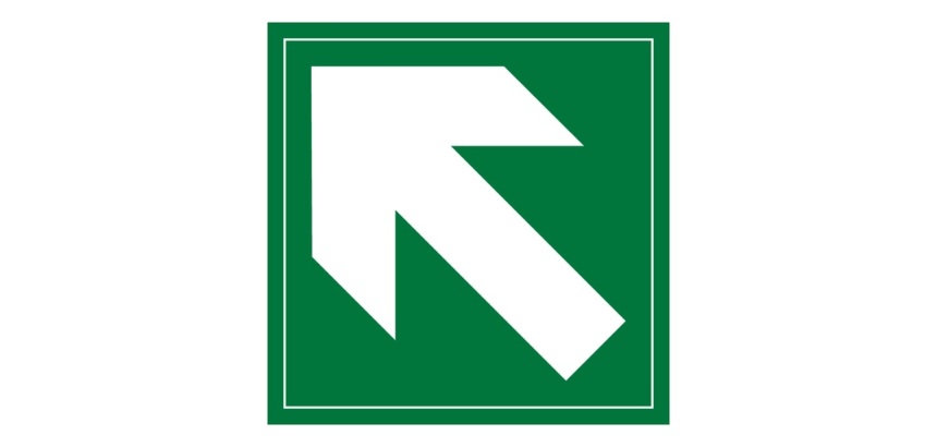 Panneau évacuation - Flèche diagonale en haut à gauche - F001