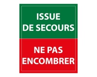 Panneau Issue de secours, ne pas encombrer - 300 x 250 mm  (PVC)