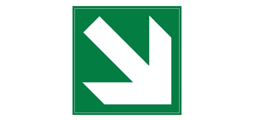 Panneau d'Évacuation - Flèche Diagonale Bas Droite - ISO 7010