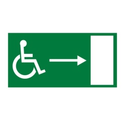 Signalétique Accessibilité - Sortie PMR à droite - Norme ISO 7010 200 x 100 mm PVC 2 mm