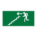 Panneau d'évacuation - Escalier - Direction flèche à gauche 200 x 100 mm PVC 2 mm