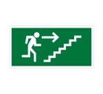 Panneau évacuation - Homme escalier flèche droite - ISO 7010