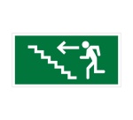 Panneau d'évacuation - Homme montant escalier, flèche gauche
