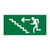 Panneau d'évacuation - Homme montant escalier, flèche gauche 400 x 200 mm PVC 2 mm