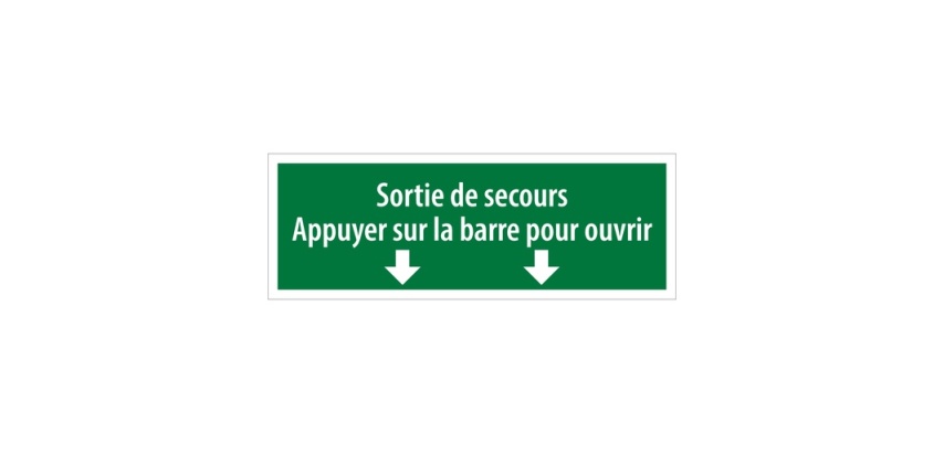 Panneau  autocollant - Sortie secours appuyer barre ouvrir