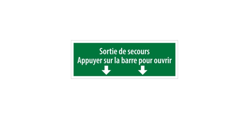 Panneau  autocollant - Sortie secours appuyer barre ouvrir