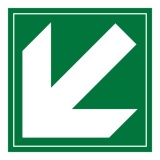 Signalétique évacuation flèche diagonale  (125 x 125 mm, PVC)