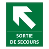 Panneau évacuation - Sortie de secours - 300x250 mm PVC 2 mm Flèche droite