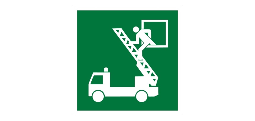 Panneaux ISO 7010 d'évacuation carrés "Fenêtre de secours" - E017
