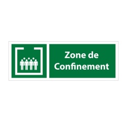 Panneau de signalétique rectangulaire - Zone de confinement 210 x 75 mm Vinyle