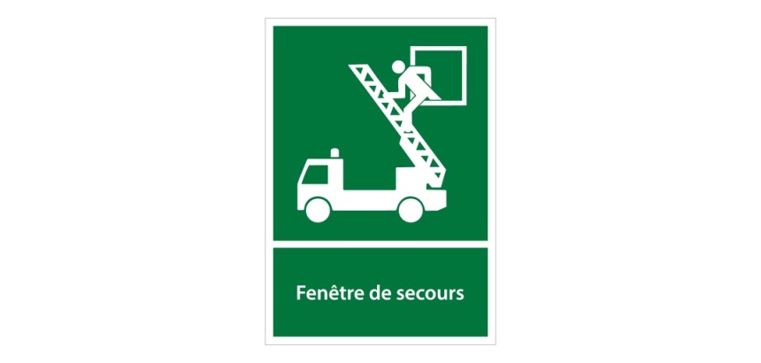 Panneau d'évacuation - Pictogramme Fenêtre de secours - ISO 7010 Vinyle A5