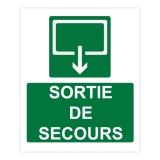 Panneau d'évacuation - Sortie de Secours - 300 x 250 mm - ISO 7010 Vinyle Souple Autocollant
