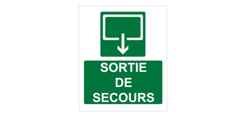 Panneau d'évacuation - Sortie de Secours - 300 x 250 mm - ISO 7010 Vinyle Souple Autocollant