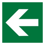 Panneau d'évacuation flèche directionnelle gauche - Norme ISO 7010 125 x 125 mm PVC 2 mm