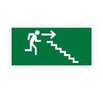 Signalétique évacuation - Homme descendant escalier, flèche droite 200 x 100 mm Vinyle