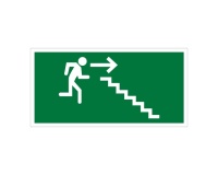Signalétique évacuation - Homme descendant escalier, flèche droite 400 x 200 mm PVC 2 mm
