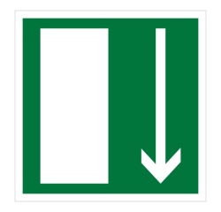 Panneau d'Évacuation - Flèche Directionnelle - F001 - ISO 7010 125 x 125 mm Vinyle