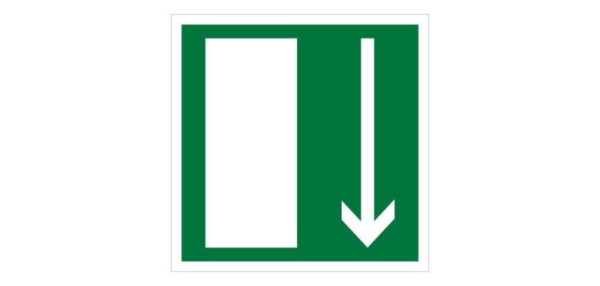 Panneau d'Évacuation - Flèche Directionnelle - F001 - ISO 7010 125 x 125 mm Vinyle