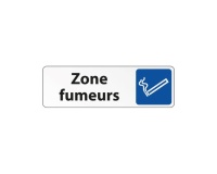 Panneau Information - Zone fumeurs avec Pictogramme Cigarette 250 x 80 mm Argent