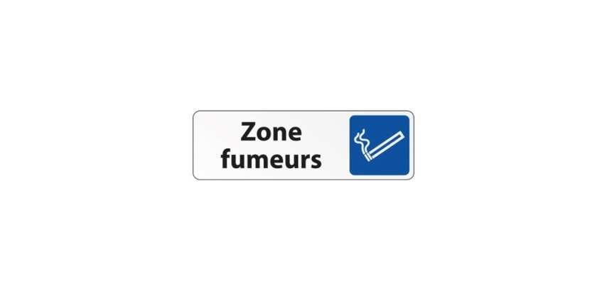 Panneau Information - Zone fumeurs avec Pictogramme Cigarette 150 x 47 mm Blanc