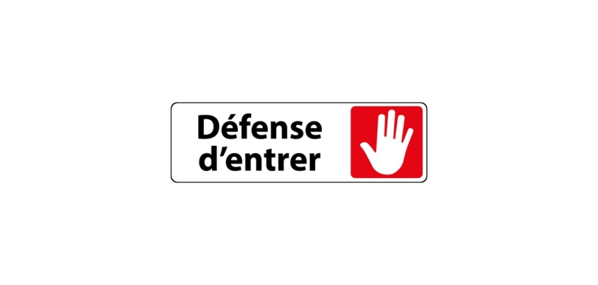 Panneau interdiction - Défense d'entrer pictogramme main levée 150 x 47 mm Blanc