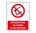 Panneau - Interdiction de Fumer/Vapoter avec décrêt - 250 x 300 mm
