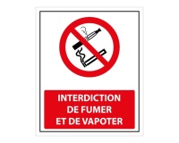 Panneau - Interdiction de Fumer/Vapoter avec décrêt - 250 x 300 mm